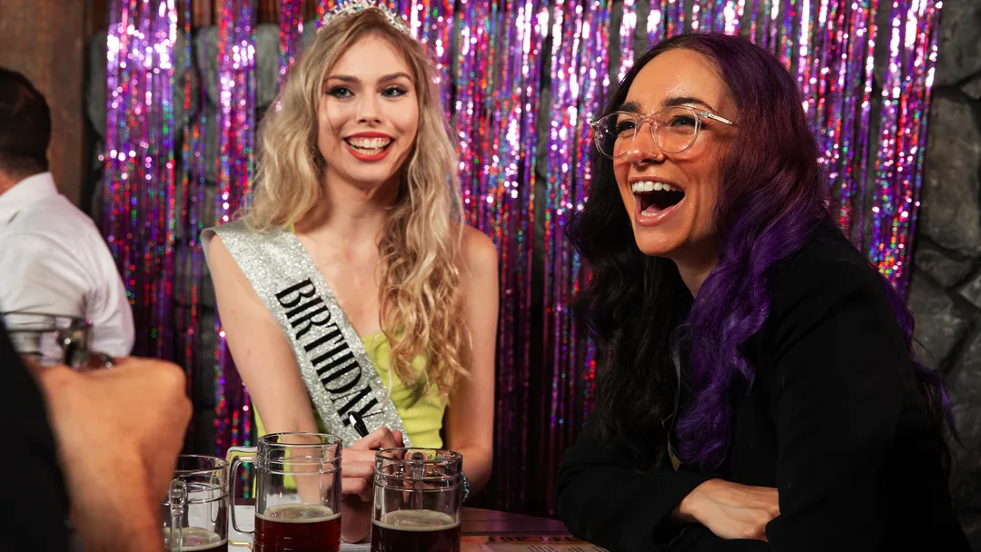 Guests celebrating at a Albuquerque murder mystery party