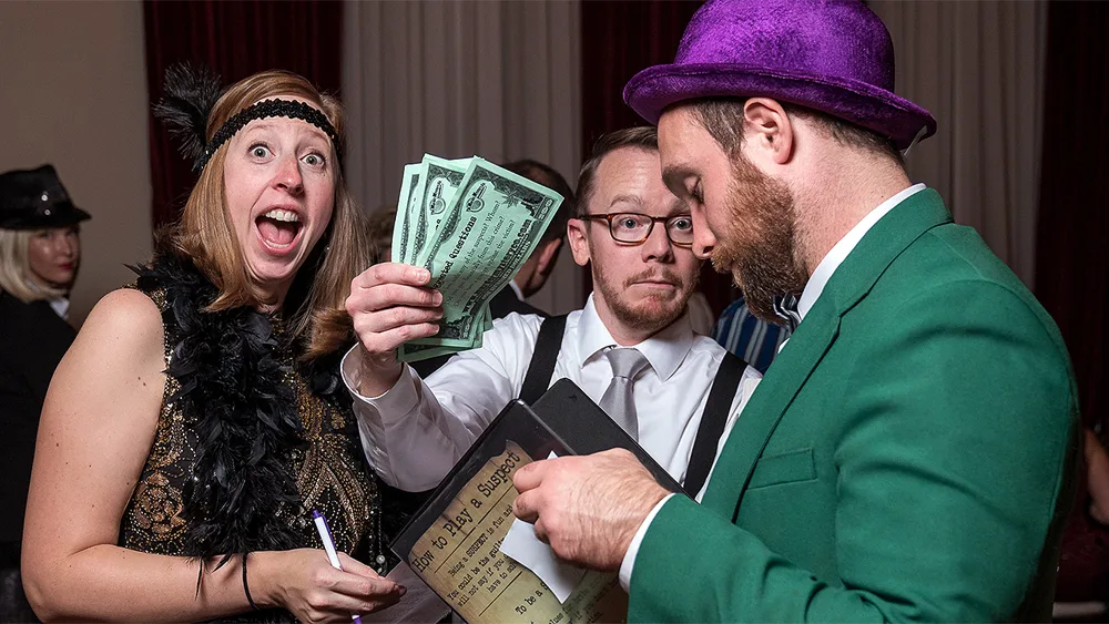 Guests enjoying a Albuquerque murder mystery party